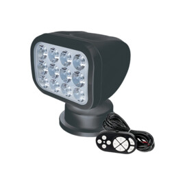 LED Zoeklicht met Bekabelde afstandsbediening - 400 m straal - Warm Wit 2700K - zwarte behuizing - 10-30V - IP65