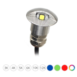 Apache PROLED - halb abgedeckte Step LED-Leuchte - 12VDC - Rostfreier Stahl - Durchmesser 16 mm - IP67