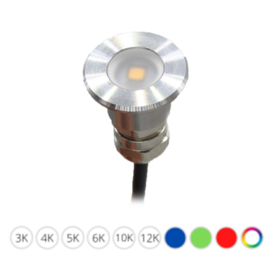 Apache PROLED - Flat Surface Step LED Light - 12VDC - Non polished stainless steel - Diameter 16 mm  - IP67